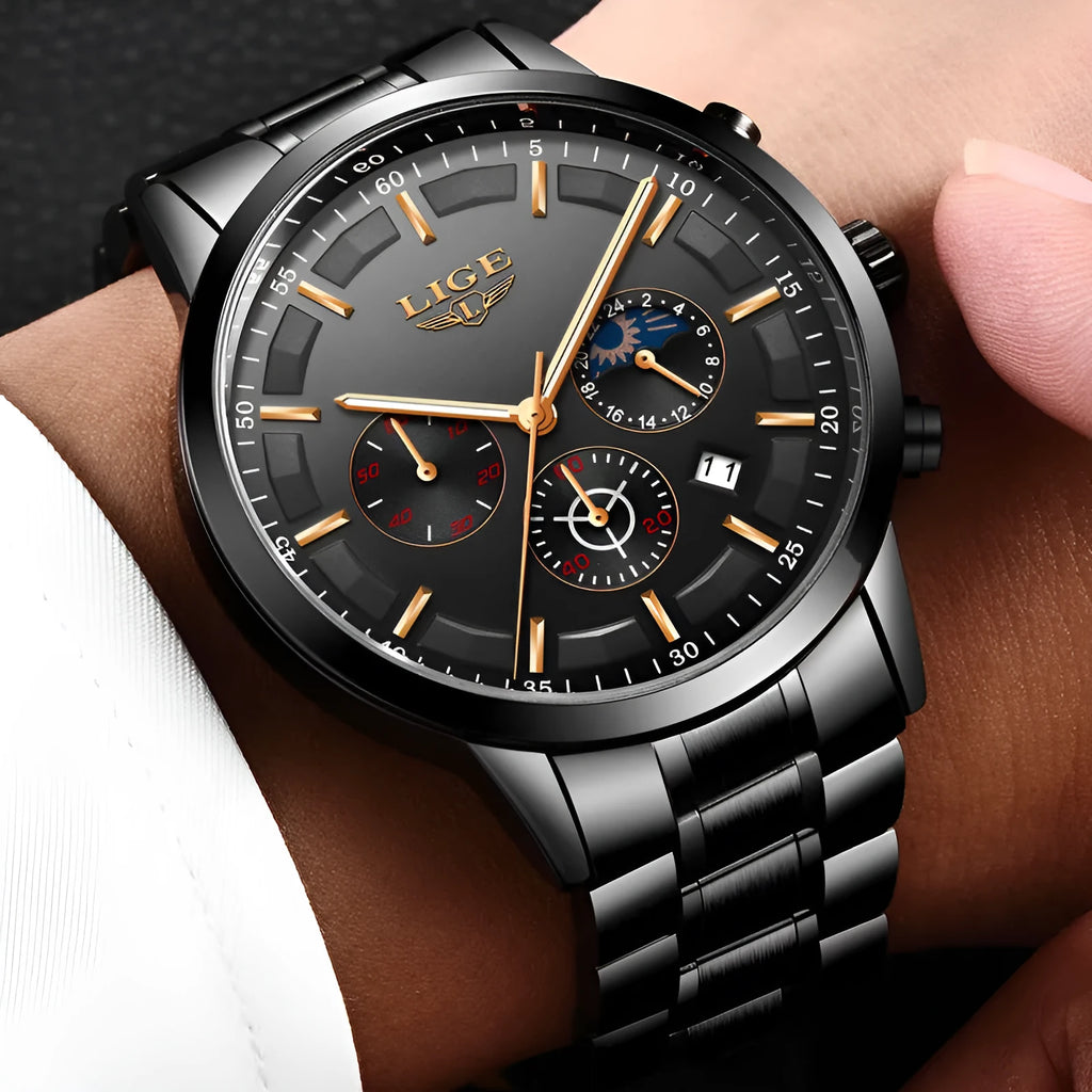 Men's waterproof quartz sports watch in multiple colour options with 12mm thickness