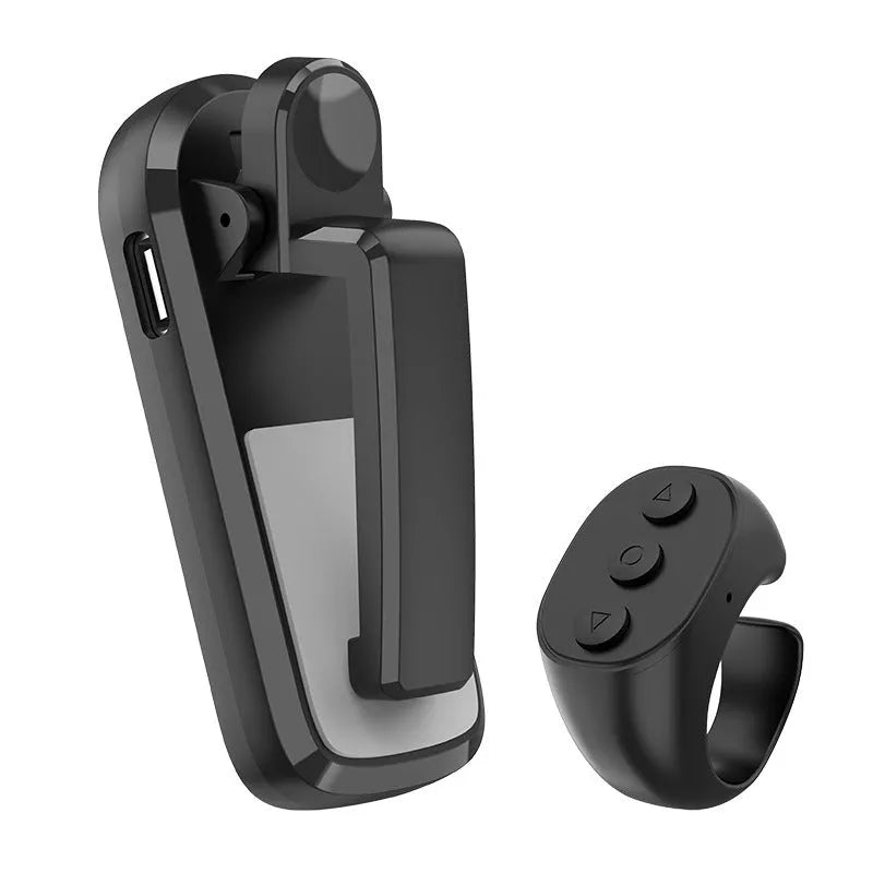 A black wireless remote and a foot pedal page turner clicker for tablets and e-readers