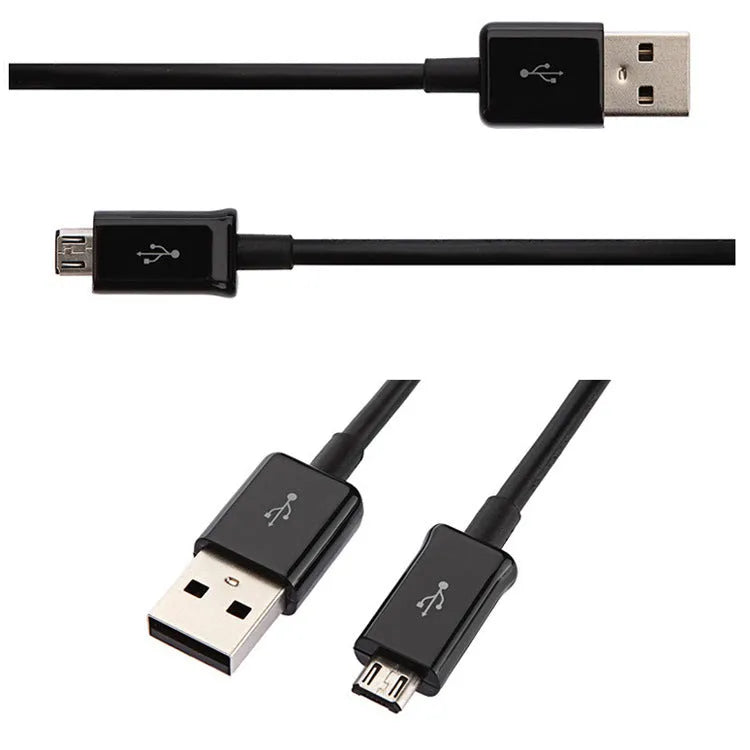 Black and white Android universal data cable with Micro USB connector, length 1 metre.