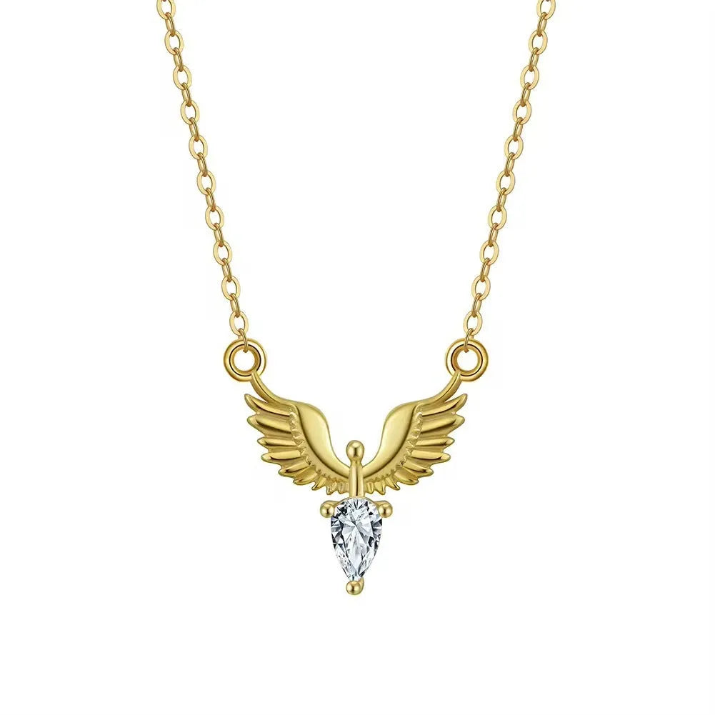 925 silver eagle pendant necklace with adjustable O-ring chain in white gold or yellow gold finish