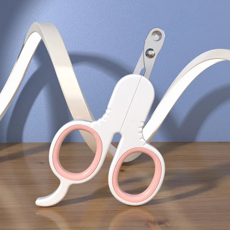Professional grey pet nail clippers with curved tips and a rubberised ergonomic handle.