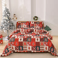 Red plaid patterned bedding three-piece set showing quilt cover and pillowcases