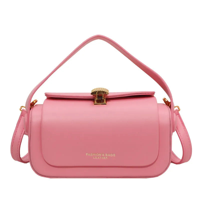 Women's personalised PU leather messenger bag in casual style with letter detailing.