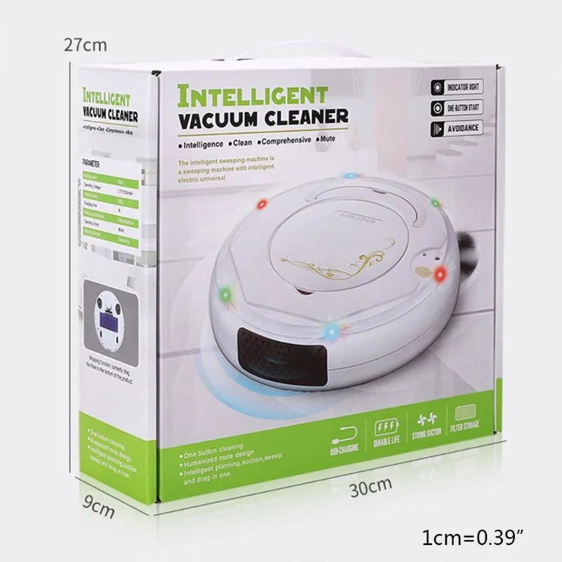 Lazy Smart Vacuum Cleaner Robot in black colour cleaning marble floor with 1800Pa suction