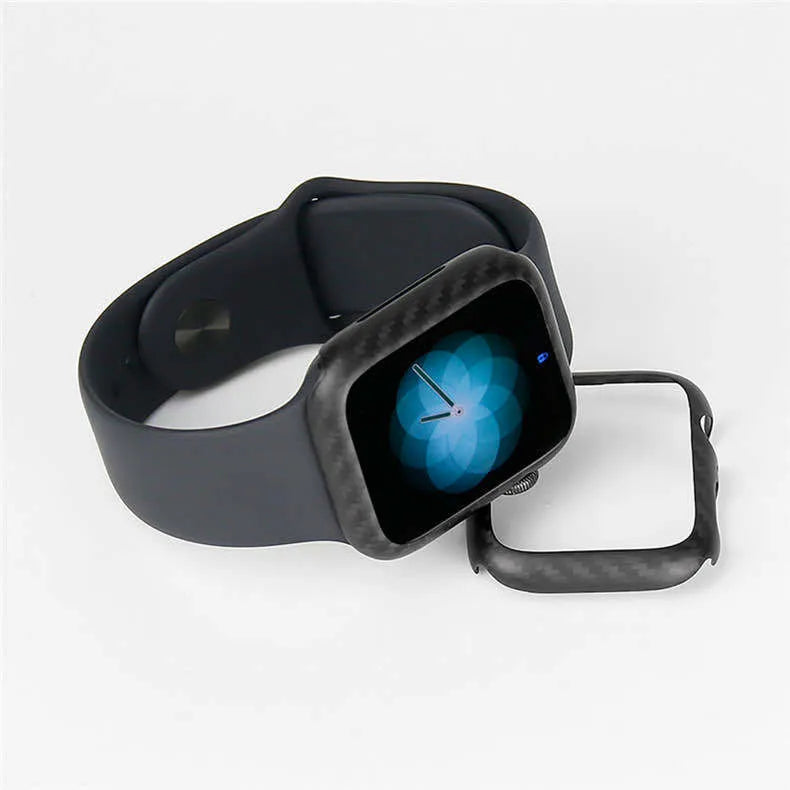 Half wrap leather carbon fibre case for 44mm Apple Watch 4 in black