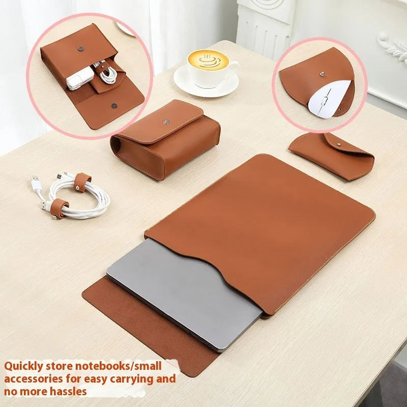 Four-piece set of imitation leather protective covers for MacBook lock edge in four colour options.