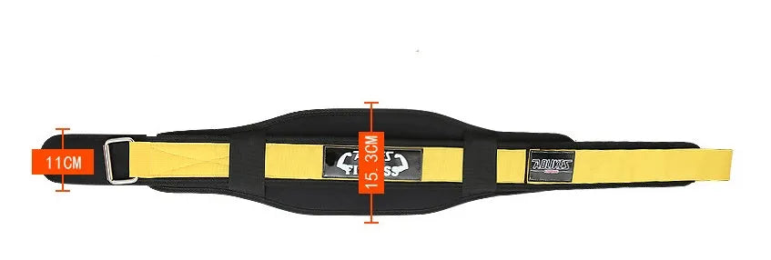 Nylon fitness waistband for adult weightlifting in black, red, or yellow colours