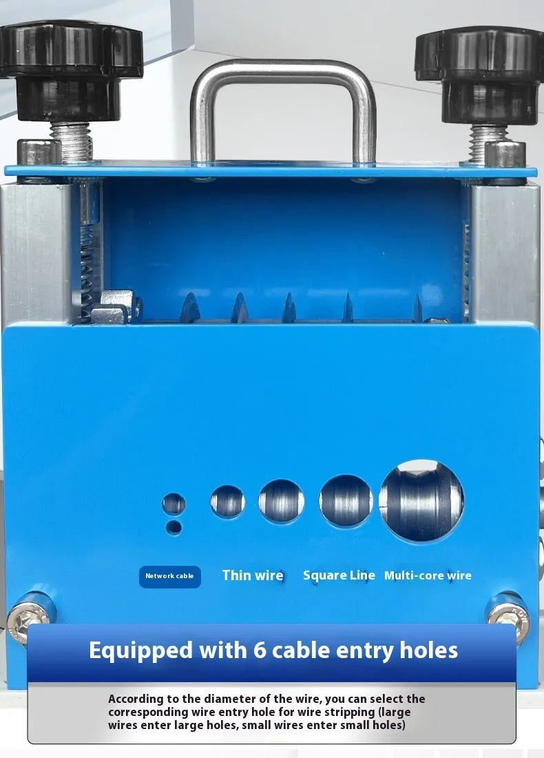 SD-017 manual wire stripping machine showing compact design and cable insertion point