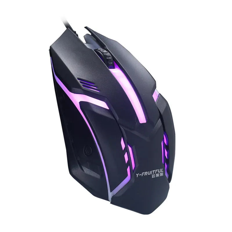 Wired USB computer mouse with luminous glow lighting in black or white design