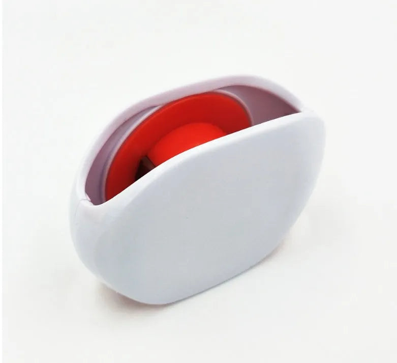 Automatic earphone retractor winder in black with extended cable showing push-type mechanism