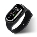 Blue smart bracelet with 1-inch touchscreen and wireless earphones for fitness tracking and calls