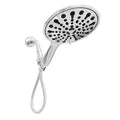 6-inch chrome handheld shower head with six function selector showing massage, bubble, and rain modes