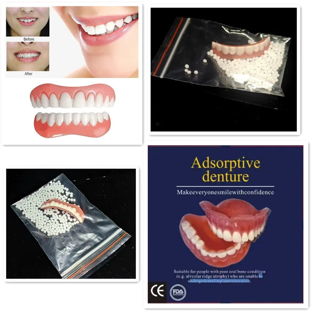 Disposable silicone simulation dentures for dental training with upper and lower teeth