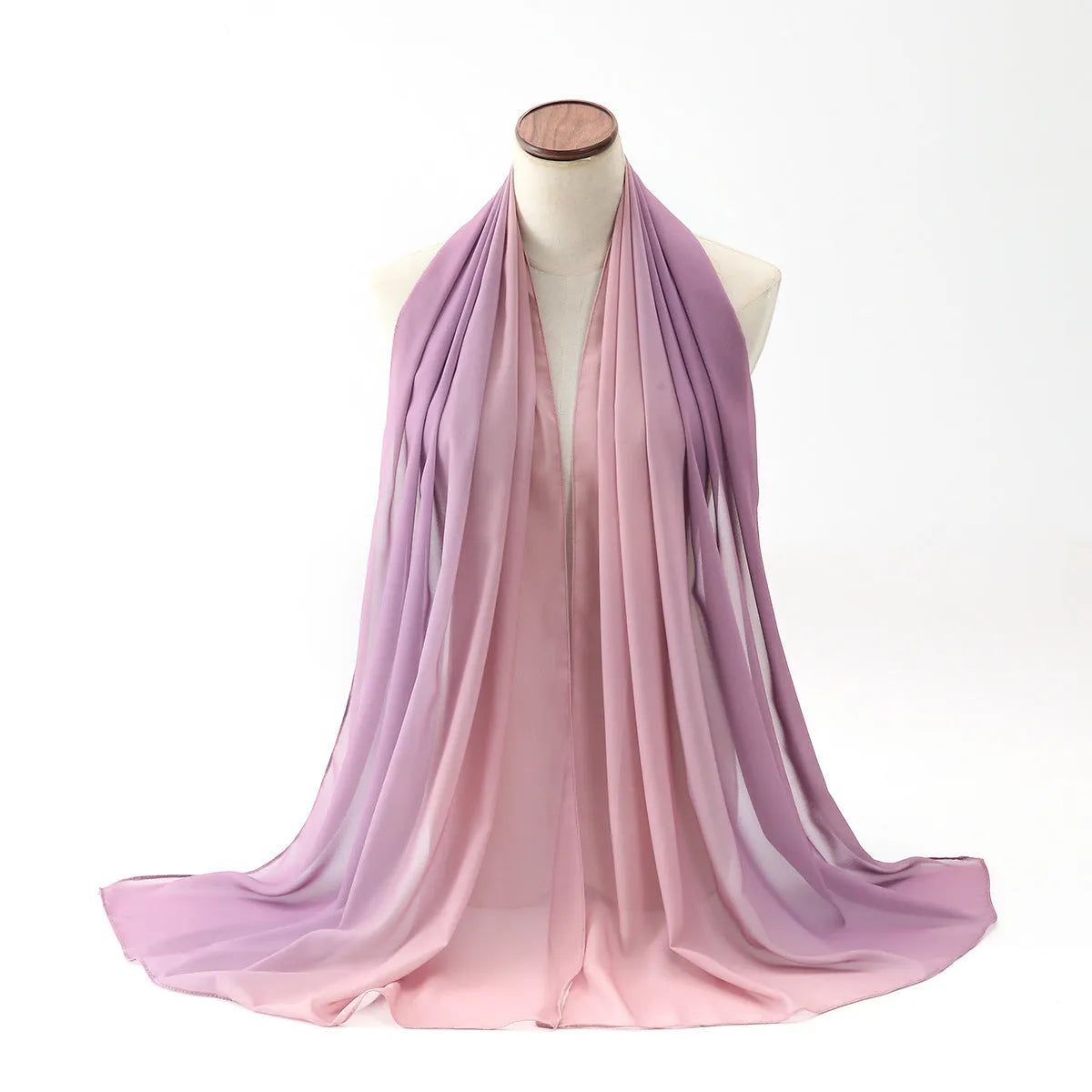 Long polyester chiffon summer scarf for women in an ethnic style, shown in one of twelve available colours.