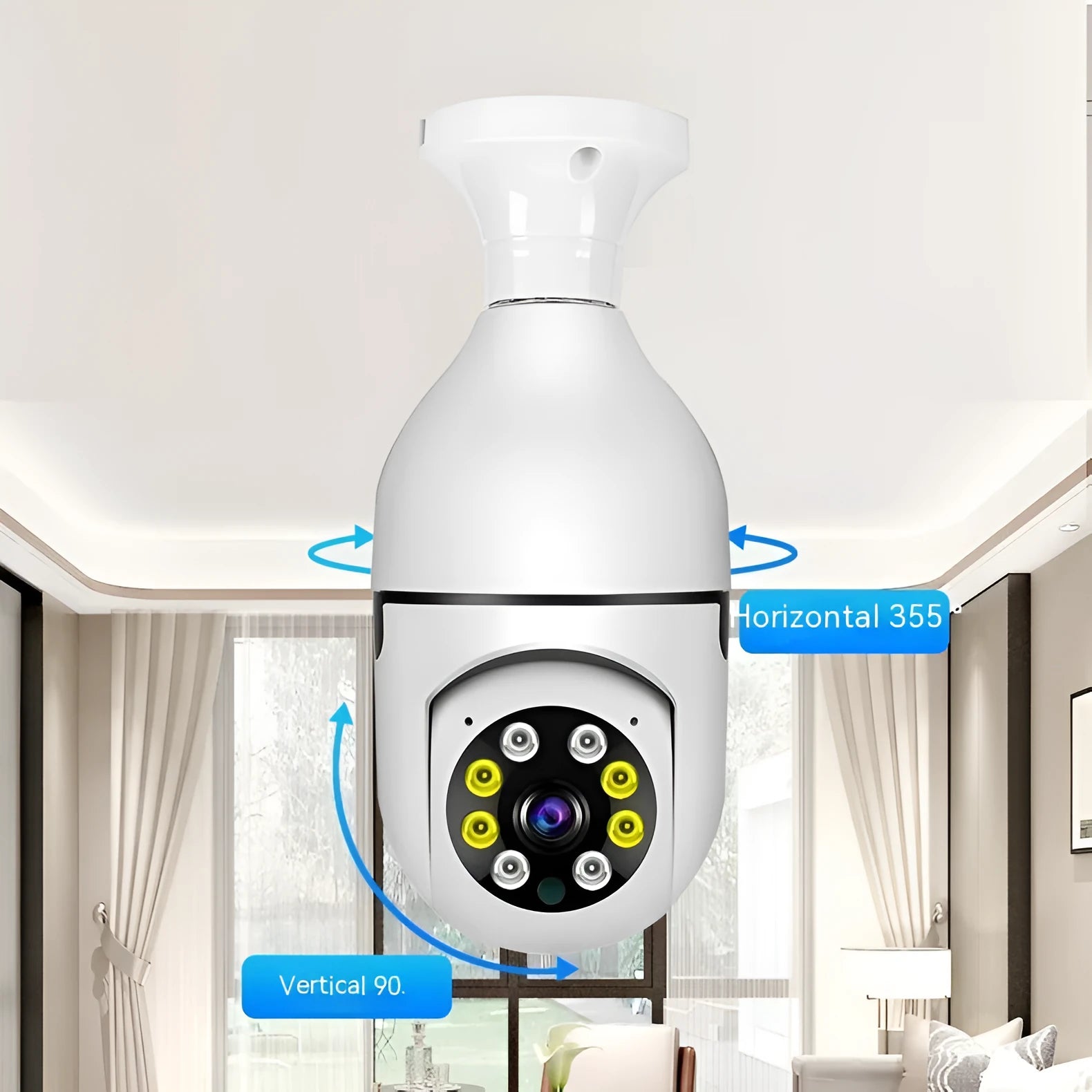 Wireless wifi bulb security camera with 1080p resolution and night vision