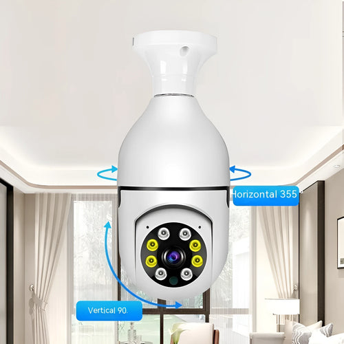 Wireless wifi bulb security camera with 1080p resolution and night vision