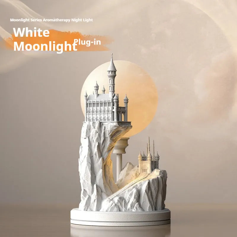 White composite gypsum table lamp with wire control switch for bedroom night lighting