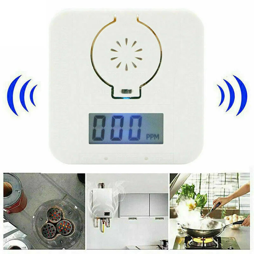White wireless carbon monoxide alarm wall mounted detector for kitchen and living room safety