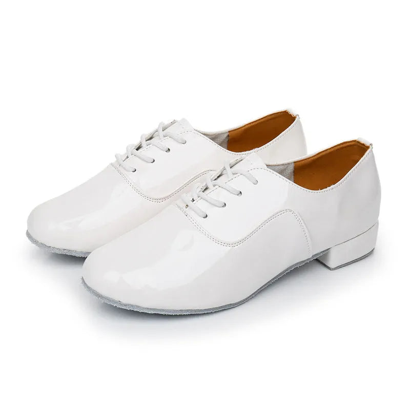 Men's black adult indoor dancing shoes with a calf leather sole for fitness and body shaping.