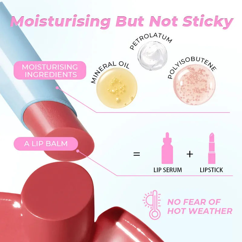 Waterproof moisturising lipstick stick in 1.8g size with six colour shade options