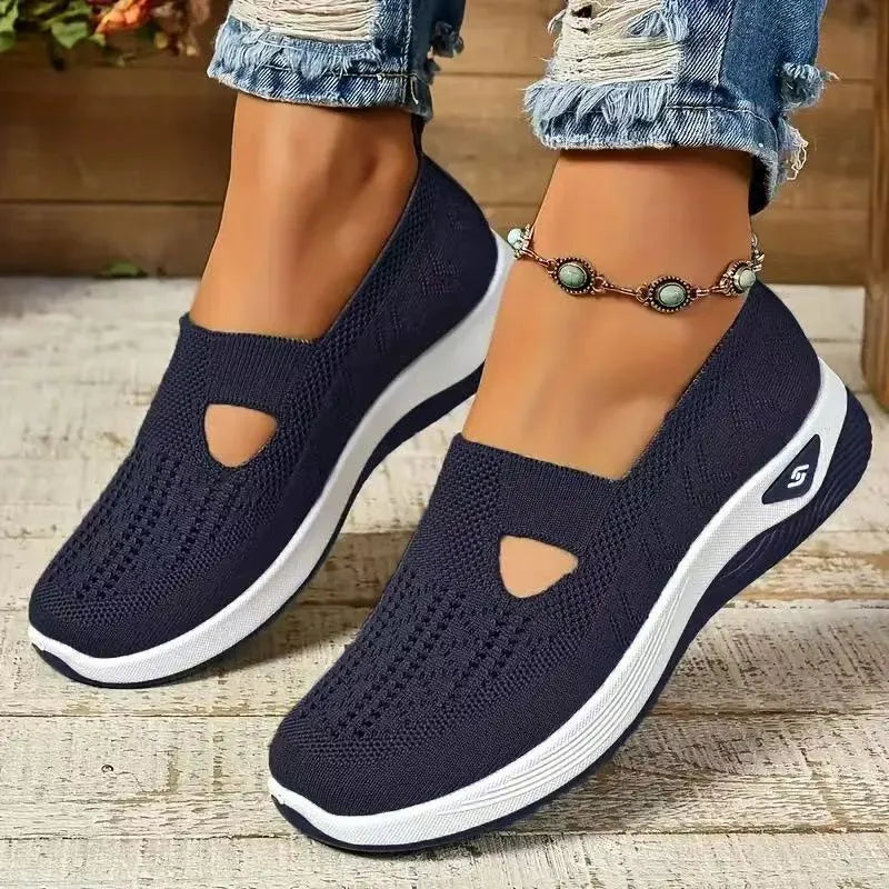 Casual low-top mesh shoes with a soft PVC sole and a T-shaped shoulder strap, shown in various colours.