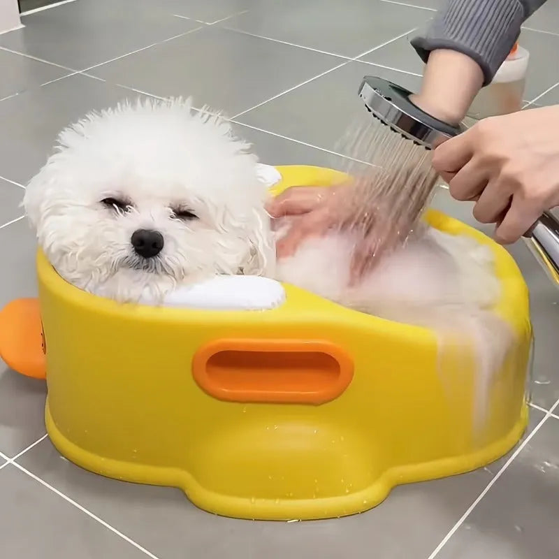 PVC duck-shaped pet bathtub for dogs and cats in blue, pink and yellow colour options