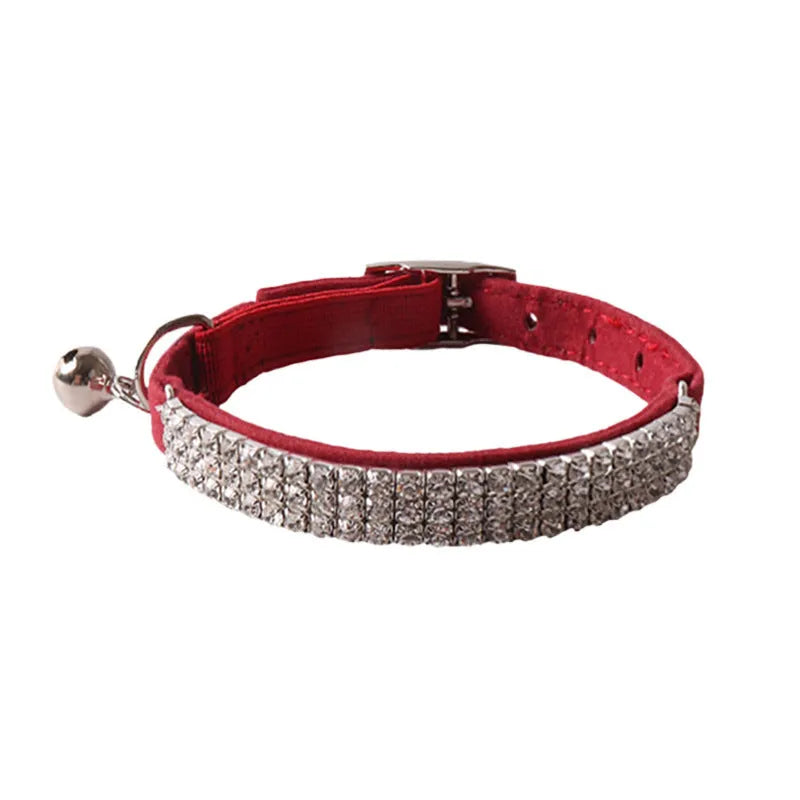 Soft flocking pet collar with elastic section and buckle fastener in multiple colour options.