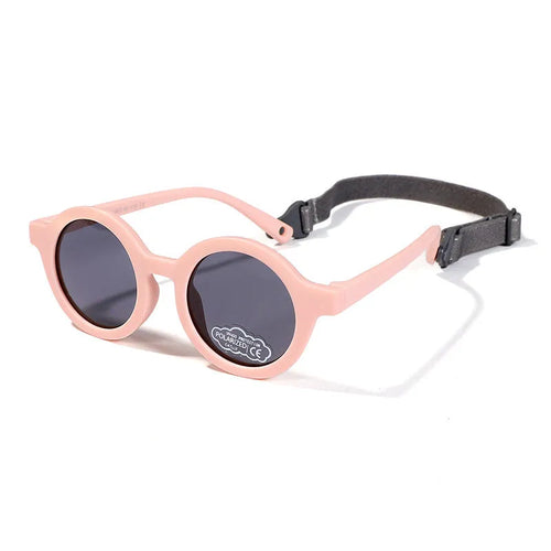 Children's silicone sunglasses with round frame and polarised lenses in multiple colours for 0-3 year olds