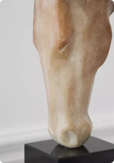 French retro abstract carved horse head desktop ornament sculpture 50 cm tall