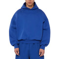 Men's grey fleece-lined cotton pullover hoodie with wool lining shown front view