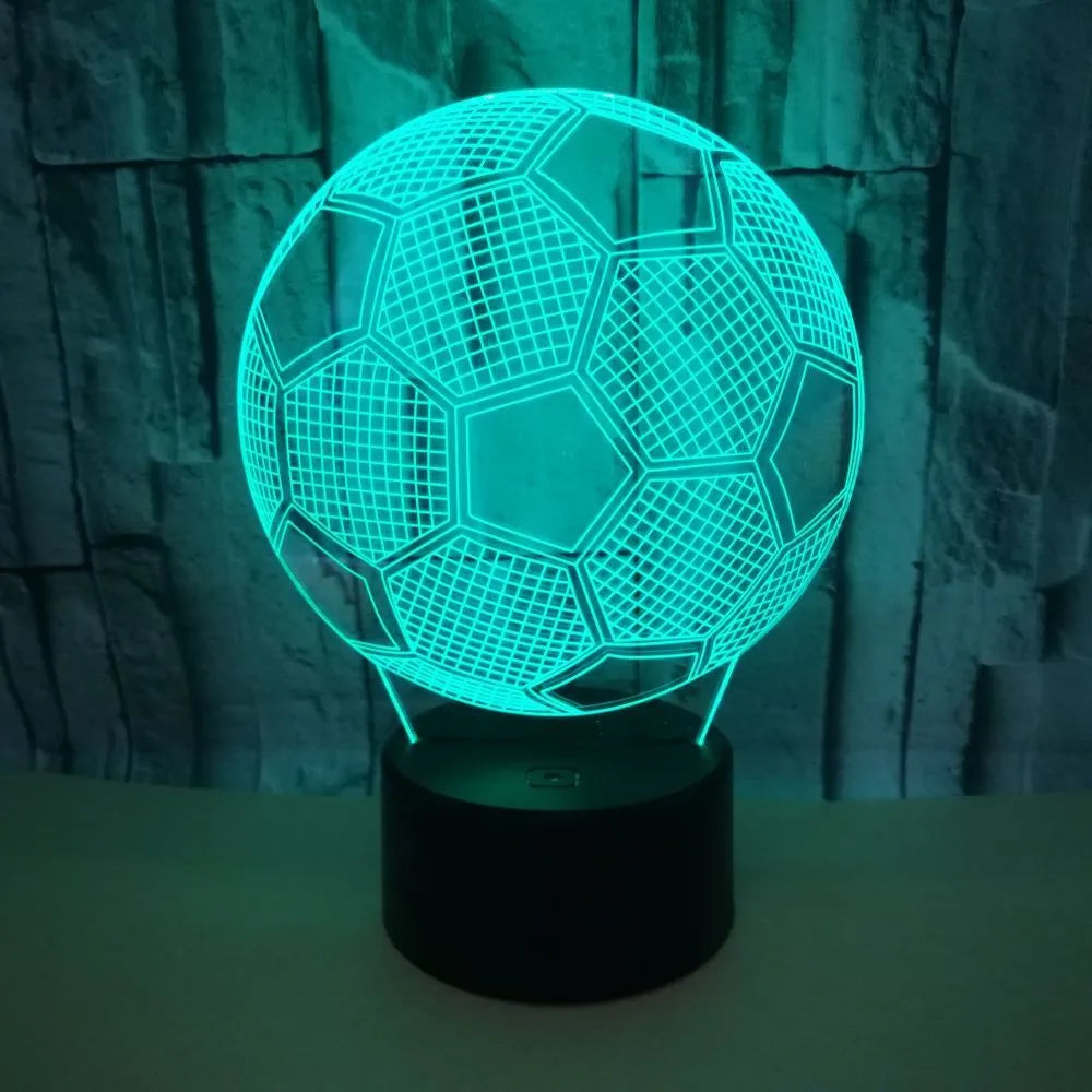 3D football design night light showing colour changing modes with touch controls