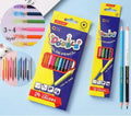 Set of wooden double-tipped colour pencils with pencil and brush ends in 12 or 24 colour options.