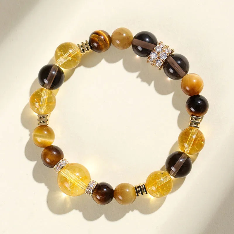 Natural yellow 10mm tower crystal string beads bracelet with manual processing and artificial crystal material