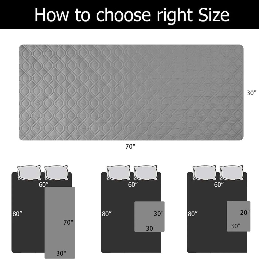 Reversible waterproof dog blanket laid flat on a sofa, showing two colour options.