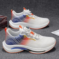Men's low-top mesh sneakers with rotating buckle closure in white-orange colourway