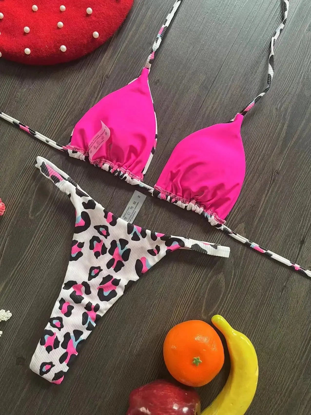 Women's printed bikini swimsuit in quick-dry nylon with cotton lining, shown in colour RT2110.