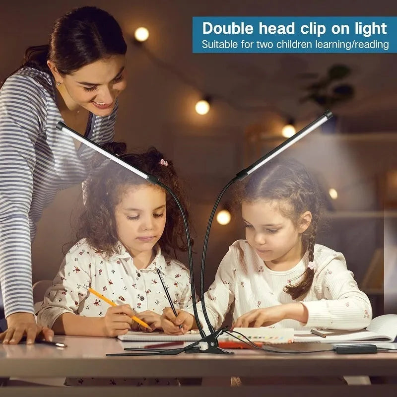 Black and white USB LED desk lamp 26cm length for student dormitory study