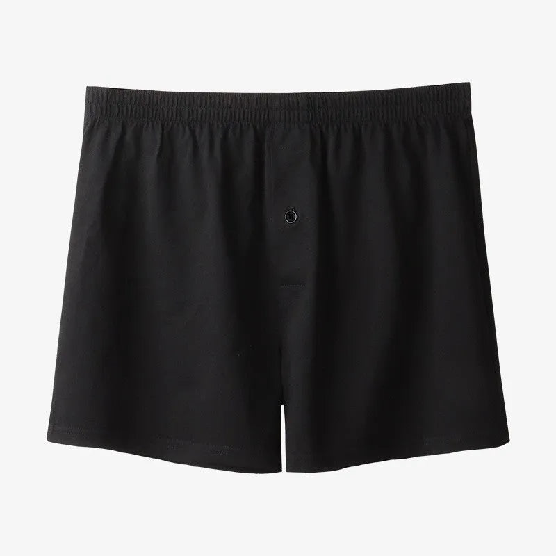 Men's loose fit pure cotton boxer shorts in black, high waist design