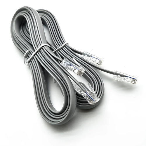Silver grey CAT6 network cable with RJ45 connectors measuring 2 metres in length