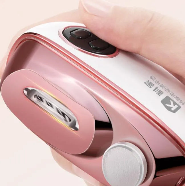 Blue electric nail clipper and polisher two-in-one tool with USB-C charging cable and cleaning brush