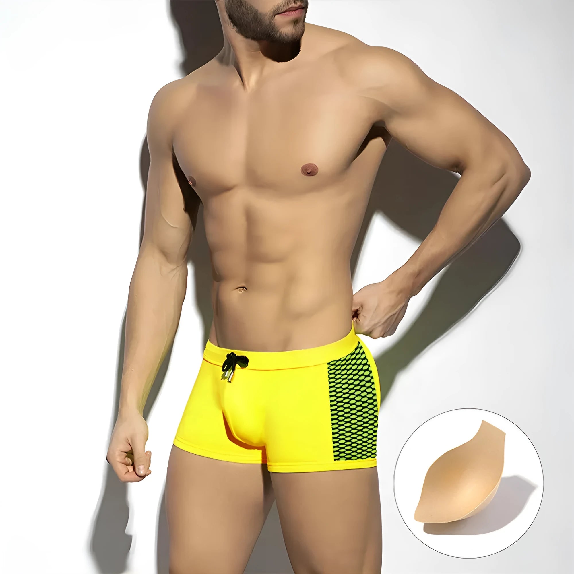 Polka dot print swimming trunks with quick-dry fabric in briefs style