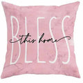 45cm square short velvet cushion cover with cherry blossom and letter design in four colour options