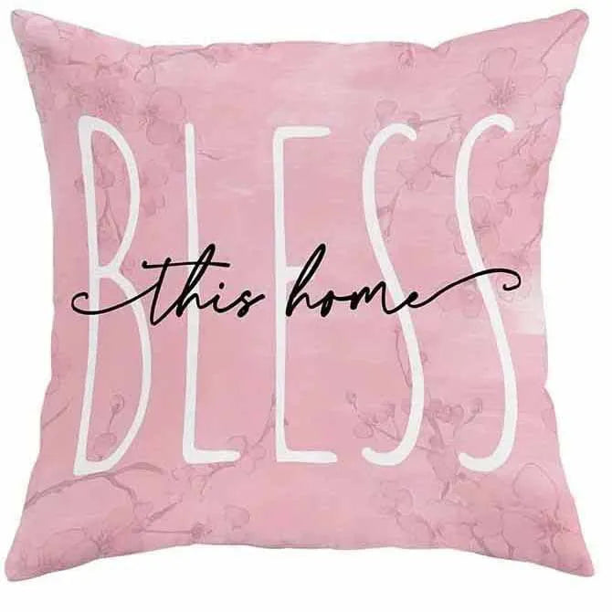 45cm square short velvet cushion cover with cherry blossom and letter design in four colour options