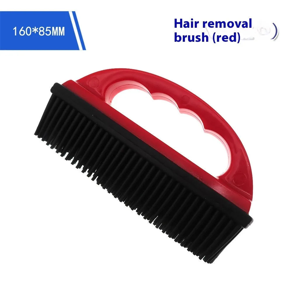 Red silicone pet hair removal brush for bath massage and carpet cleaning