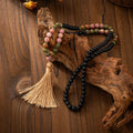 Vintage tassel bohemian style natural stone beaded long sweater chain necklace with geometric beads