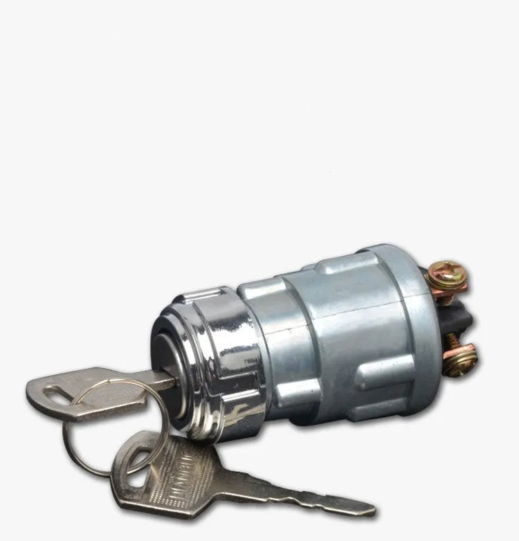 Copper car ignition switch lock with key for trucks and forklifts.