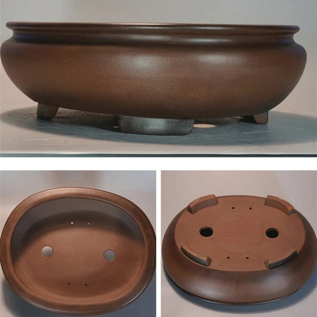 Purple clay handmade ceramic desktop flowerpot measuring 58x47x18 cm for indoor office and home use