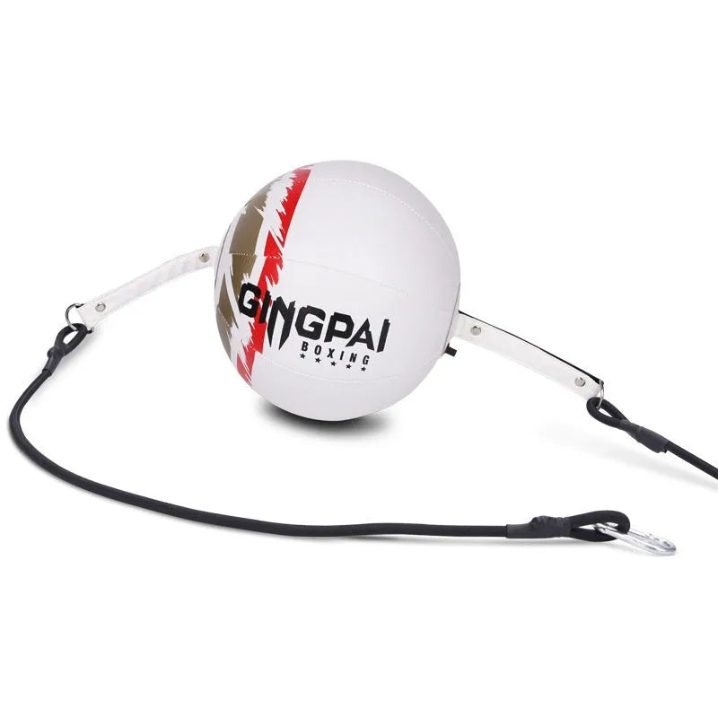PU hanging boxing speed ball for reaction training in black, black and green, or white colour.