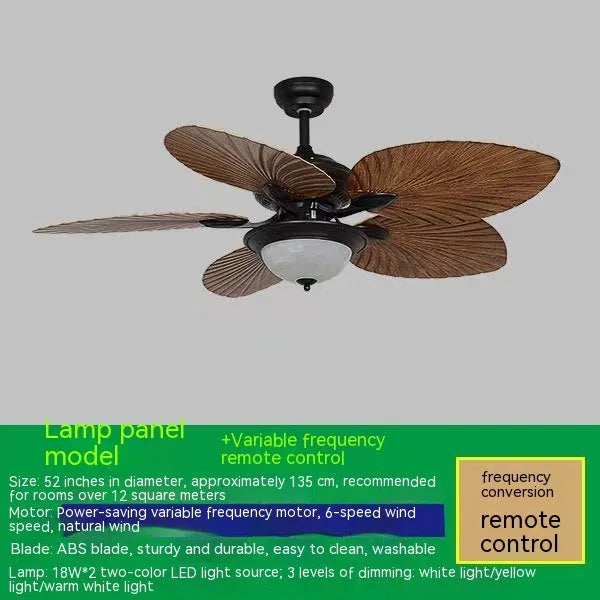 52-inch retro ceiling fan light with wooden blades and integrated lighting for living rooms