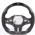 Black carbon fibre sports steering wheel with LED display for BMW X3 and X5